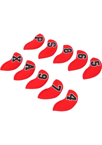 10 Adet / Takım Numarası Golf Demir Golf Sopası Kılıfı Seti Neopren Golf Kulübü Demir Koruyucu Headcoverred (Yurt Dışından)