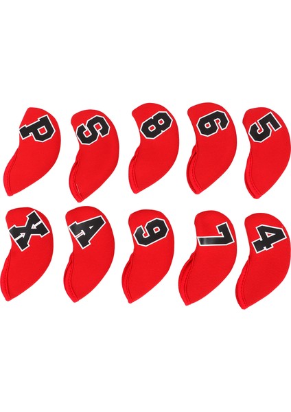 10 Adet / Takım Numarası Golf Demir Golf Sopası Kılıfı Seti Neopren Golf Kulübü Demir Koruyucu Headcoverred (Yurt Dışından)