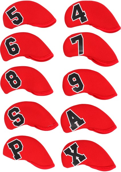 10 Adet / Takım Numarası Golf Demir Golf Sopası Kılıfı Seti Neopren Golf Kulübü Demir Koruyucu Headcoverred (Yurt Dışından)