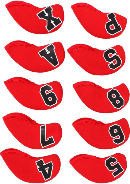 10 Adet / Takım Numarası Golf Demir Golf Sopası Kılıfı Seti Neopren Golf Kulübü Demir Koruyucu Headcoverred (Yurt Dışından)