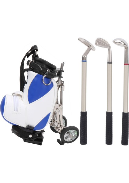 Masaüstü Golf Kalem Seti 3 Tükenmez Kalem ve Mini Çanta Çinko Alaşımlı Golf Kalem Tutma Çantasımavi Beyaz (Yurt Dışından)