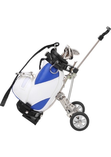 Masaüstü Golf Kalem Seti 3 Tükenmez Kalem ve Mini Çanta Çinko Alaşımlı Golf Kalem Tutma Çantasımavi Beyaz (Yurt Dışından)