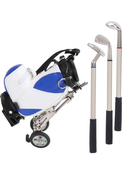 Masaüstü Golf Kalem Seti 3 Tükenmez Kalem ve Mini Çanta Çinko Alaşımlı Golf Kalem Tutma Çantasımavi Beyaz (Yurt Dışından)