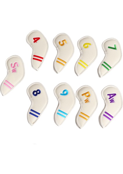 9 Adet / Takım Pu Su Geçirmez Golf Kulübü Demir Kapak Numaraları ile Kalınlaşma Polar Golf Kafa Kapakları Setwhite (Yurt Dışından) modelleri