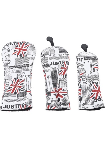 3 Adet Golf Sopası Ucu Kapağı Pu Su Geçirmez Ingiliz Bayrağı Desen Golf Sopası Kılıfı Plaka ile Eğitim Için (Yurt Dışından)