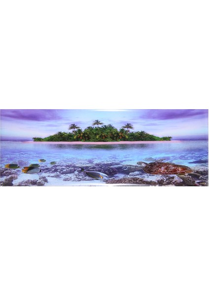 Akvaryum Balık Tankı Dekorasyonu Için 3D Efekt Yapışkanlı Hindistan Cevizi Ağacı Plaj Posteri (L) (Yurt Dışından)