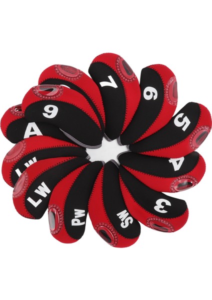 12 Parça Golf Demir Başlığı Kılıfı Seti Kulüp Başlığı Kılıfı Seti Numaralı Kırmızı Çoğu Kulüple Uyumlu (Yurt Dışından)