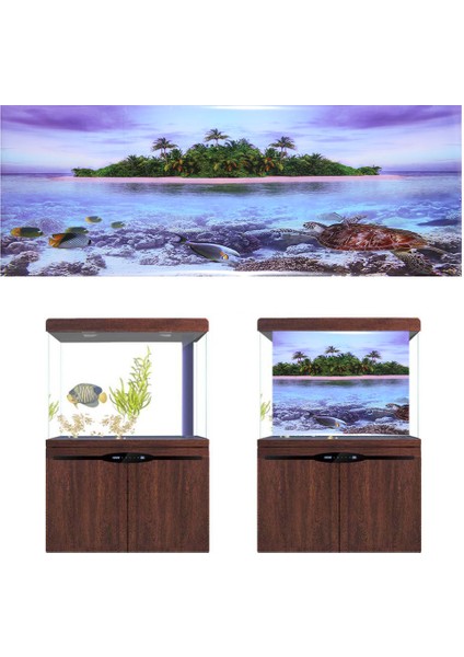 Akvaryum Balık Tankı Dekorasyonu Için 3D Efekt Yapışkanlı Hindistan Cevizi Ağacı Plaj Posteri (L) (Yurt Dışından) modelleri