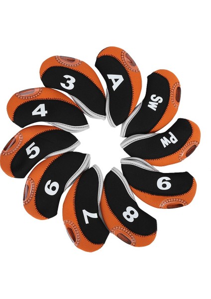 10 Adet Su Geçirmez Golf Sopası Demir Başlığı Kılıfları Putter Seti Koruyucu Kılıf (Siyah ve Turuncu) (Yurt Dışından)