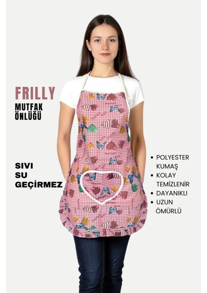 Frilly Ikili Paket Mutfak Önlüğü Sıvı Geçirmez Su Geçirmez Mutfak Önlüğü fiyatları