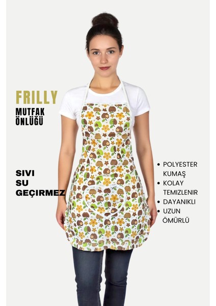 Frilly Ikili Paket Mutfak Önlüğü Sıvı Geçirmez Su Geçirmez Mutfak Önlüğü modelleri