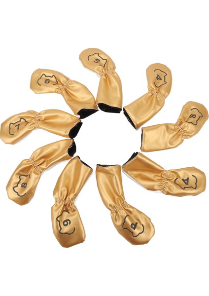 9 Adet Golf Sopası Ucu Kapağı Pu Su Geçirmez Çift Taraflı Nakış Koruyucu Golf Sopası Kılıfı Eğitim Için Beyaz ve Altın (Yurt Dışından) fırsatları