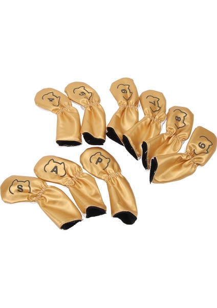 9 Adet Golf Sopası Ucu Kapağı Pu Su Geçirmez Çift Taraflı Nakış Koruyucu Golf Sopası Kılıfı Eğitim Için Beyaz ve Altın (Yurt Dışından) indirimleri