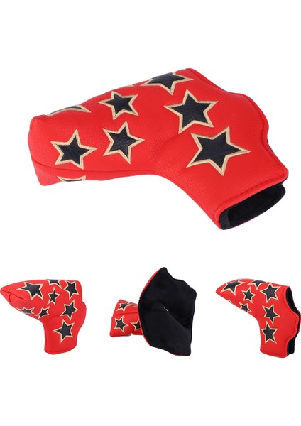 Şekli Pu Deri Yıldız Nakış Yarım Daire Su Geçirmez Kalınlaştırılmış Peluş Golf Putter Başlığı Kılıfı Kulüp Başlığı Kılıfları Aksesuar Kırmızı (Yurt Dışından)
