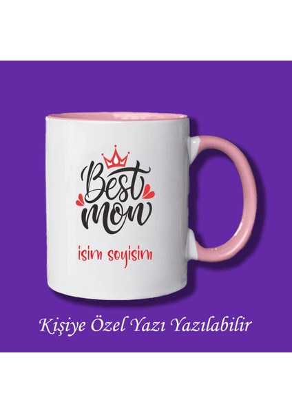 Anneler Günü Best Mom Baskılı Isim Yazılabilir Kupa Bardak