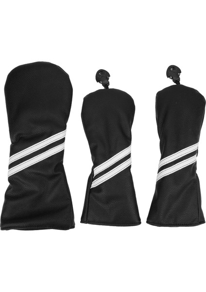 Golf Ahşap Başörtüsü Yatak Örtüsü Seti Çizgili Cue Headcovers Golf Sopası Ucu Kapakları Driverblack (Yurt Dışından)