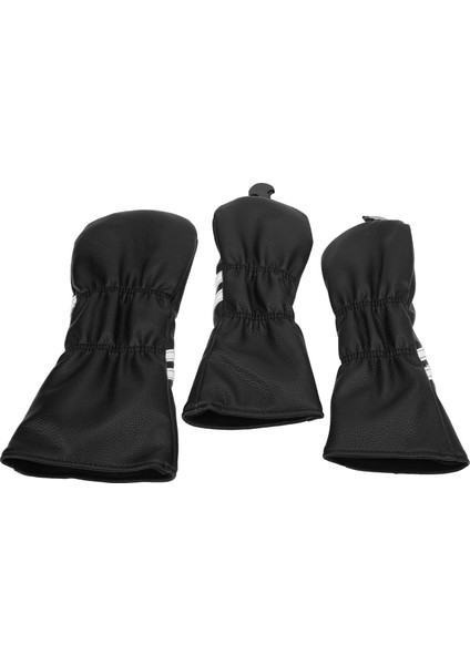 Golf Ahşap Başörtüsü Yatak Örtüsü Seti Çizgili Cue Headcovers Golf Sopası Ucu Kapakları Driverblack (Yurt Dışından)