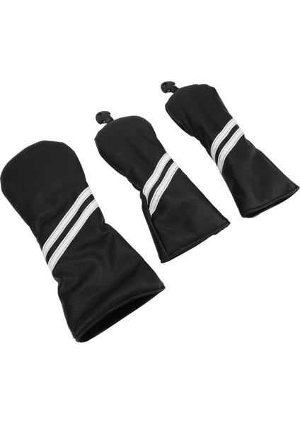 Golf Ahşap Başörtüsü Yatak Örtüsü Seti Çizgili Cue Headcovers Golf Sopası Ucu Kapakları Driverblack (Yurt Dışından)
