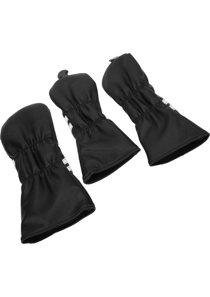 Golf Ahşap Başörtüsü Yatak Örtüsü Seti Çizgili Cue Headcovers Golf Sopası Ucu Kapakları Driverblack (Yurt Dışından)