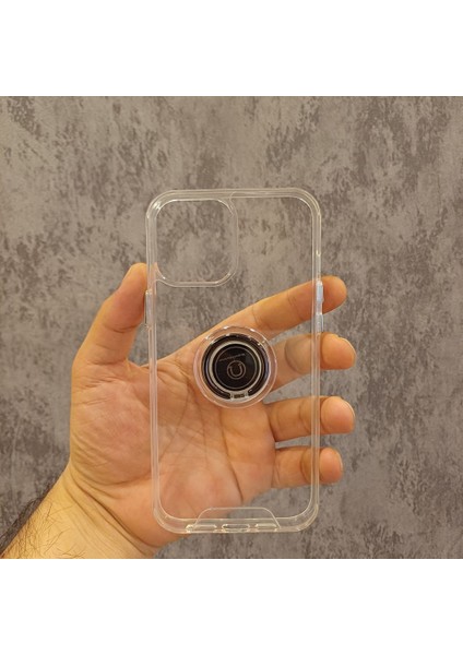 iPhone x Uyumlu Arkası Sert Kenarları Yumuşak Yüzüklü Kılıf(Şeffaf)