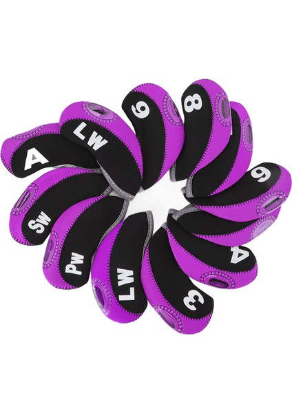 12 Adet Golf Sopası Başlığı Kılıfları Neopren Çizilmeye Dalı Golf Sopası Başlığı Koruyucu Açık Hava Için Siyah ve Mor (Yurt Dışından) fiyatları