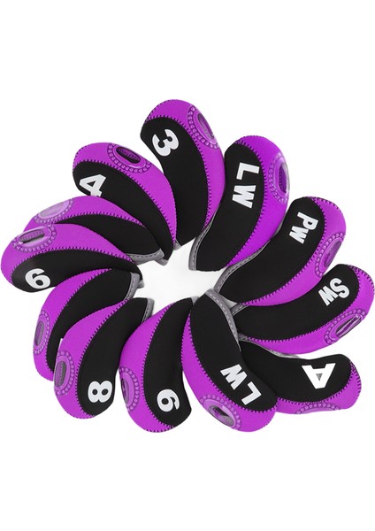 12 Adet Golf Sopası Başlığı Kılıfları Neopren Çizilmeye Dalı Golf Sopası Başlığı Koruyucu Açık Hava Için Siyah ve Mor (Yurt Dışından) fırsatları