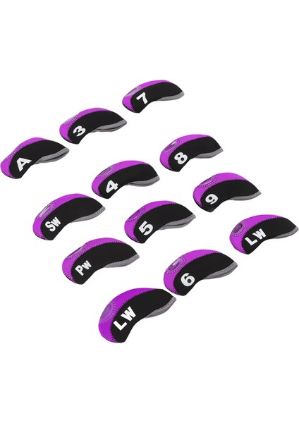 12 Adet Golf Sopası Başlığı Kılıfları Neopren Çizilmeye Dalı Golf Sopası Başlığı Koruyucu Açık Hava Için Siyah ve Mor (Yurt Dışından) indirimleri