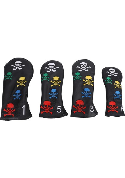 4 Adet Kafatası Golf Sopası Ucu Kapakları Golf Sopası Ucu Kapakları Renkli Atıcı Kapak Woods Ütüler Siyah (Yurt Dışından)