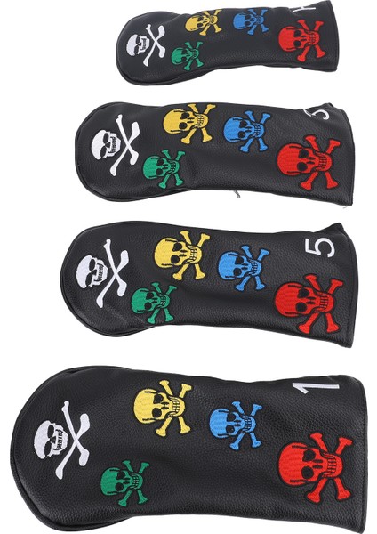 4 Adet Kafatası Golf Sopası Ucu Kapakları Golf Sopası Ucu Kapakları Renkli Atıcı Kapak Woods Ütüler Siyah (Yurt Dışından) fiyatları