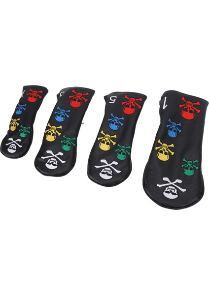 4 Adet Kafatası Golf Sopası Ucu Kapakları Golf Sopası Ucu Kapakları Renkli Atıcı Kapak Woods Ütüler Siyah (Yurt Dışından) modelleri