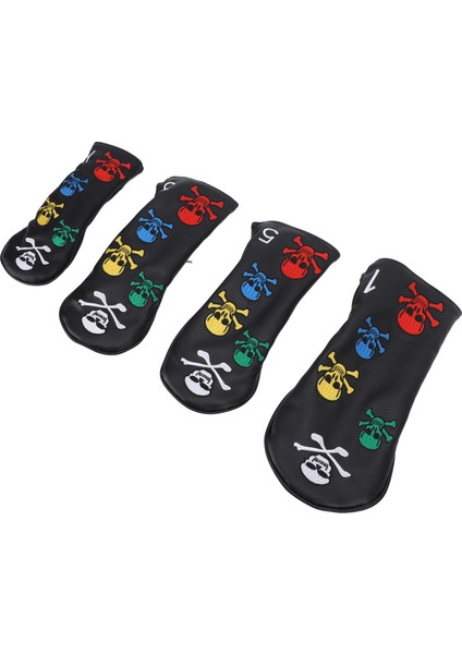 4 Adet Kafatası Golf Sopası Ucu Kapakları Golf Sopası Ucu Kapakları Renkli Atıcı Kapak Woods Ütüler Siyah (Yurt Dışından) fırsatları