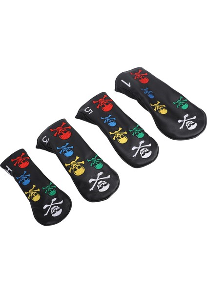 4 Adet Kafatası Golf Sopası Ucu Kapakları Golf Sopası Ucu Kapakları Renkli Atıcı Kapak Woods Ütüler Siyah (Yurt Dışından) indirimleri