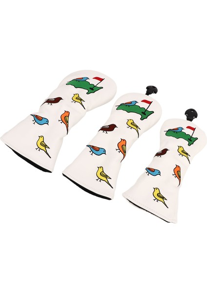 3 Adet Golf Sopası Ucu Kapağı Pu Su Geçirmez Kuş Desen Golf Sopası Kılıfı Sürücü Fairway Hibrid Beyaz (Yurt Dışından) modelleri