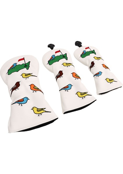3 Adet Golf Sopası Ucu Kapağı Pu Su Geçirmez Kuş Desen Golf Sopası Kılıfı Sürücü Fairway Hibrid Beyaz (Yurt Dışından) fırsatları