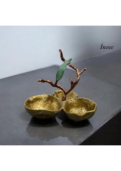 25X25 cm Döküm Aliminyum Gold Eskitme 3'lü Ikramlık modelleri