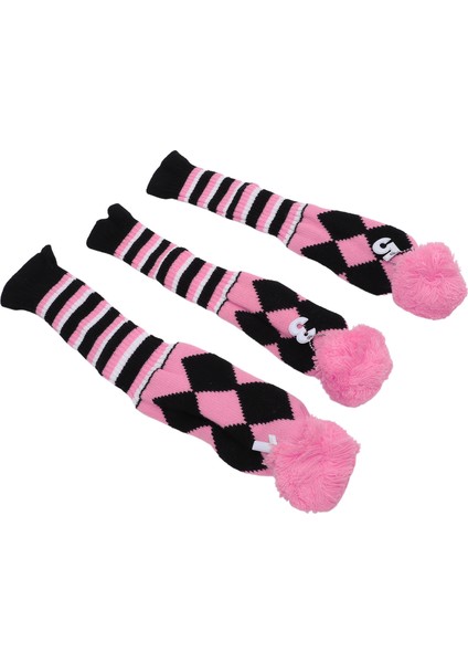 3 Adet Örme Golf Sopası Ucu Kapakları Güzel Desen Koruyucu Golf Sopası Ucu Kapakları Seti Pom Pom ile Seyahat Için Pembe Siyah (Yurt Dışından) fiyatları