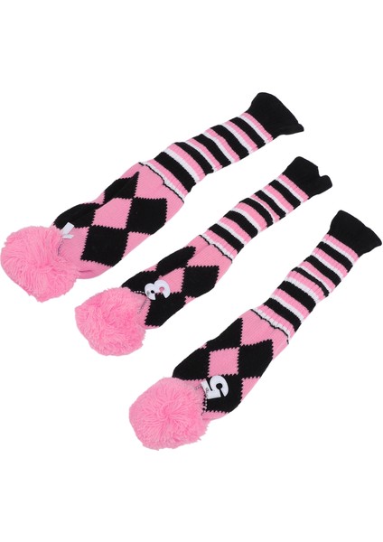 3 Adet Örme Golf Sopası Ucu Kapakları Güzel Desen Koruyucu Golf Sopası Ucu Kapakları Seti Pom Pom ile Seyahat Için Pembe Siyah (Yurt Dışından) modelleri