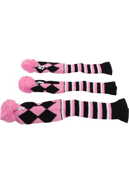 3 Adet Örme Golf Sopası Ucu Kapakları Güzel Desen Koruyucu Golf Sopası Ucu Kapakları Seti Pom Pom ile Seyahat Için Pembe Siyah (Yurt Dışından) indirimleri