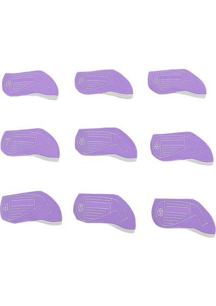 Ütüler Için 9 Adet Kulübünı Kapakları Kumaş Darbeye Anti Kayma Koruyucu Kulübü Headcovers Etiketleri ile Set Mor (Yurt Dışından)