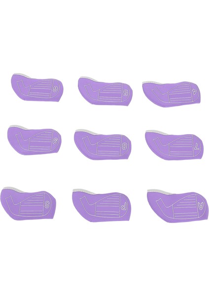 Ütüler Için 9 Adet Kulübünı Kapakları Kumaş Darbeye Anti Kayma Koruyucu Kulübü Headcovers Etiketleri ile Set Mor (Yurt Dışından)