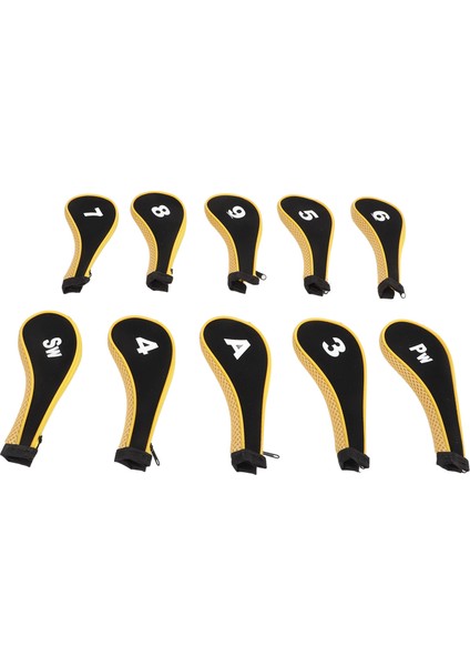 10 Adet Golf Demir Başlığı Kılıfı Seti Fermuarlı Golf Sopası Başlığı Kılıfları Çoğu Sopaya Uygun Koruyucu Golf Başlığı Kılıfları Sarı (Yurt Dışından)