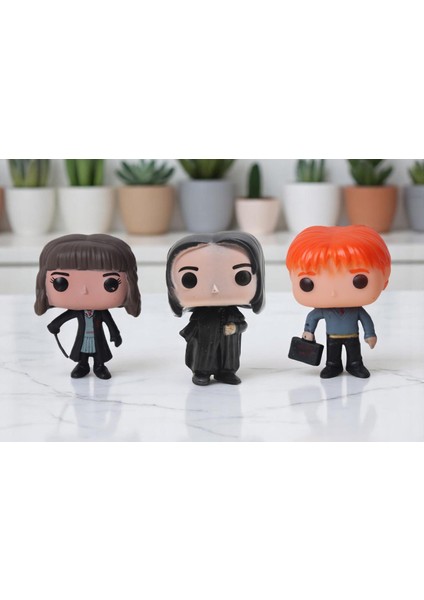 Harry Potter Pop Stil Hermione Granger Severus Snape Ron Weasley 3lü Karakter Figür Oyuncak 10 Cm.