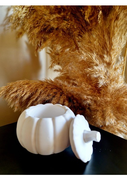 Kapaklı Bal Kabağı 9*9 cm - Beyaz & Mumluk & Takı Kutusu & Dekoratif Obje & Organizer