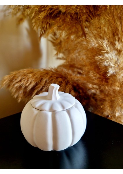 Kapaklı Bal Kabağı 9*9 cm - Beyaz & Mumluk & Takı Kutusu & Dekoratif Obje & Organizer fiyatları