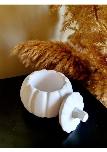 Kapaklı Bal Kabağı 9*9 cm - Beyaz & Mumluk & Takı Kutusu & Dekoratif Obje & Organizer modelleri