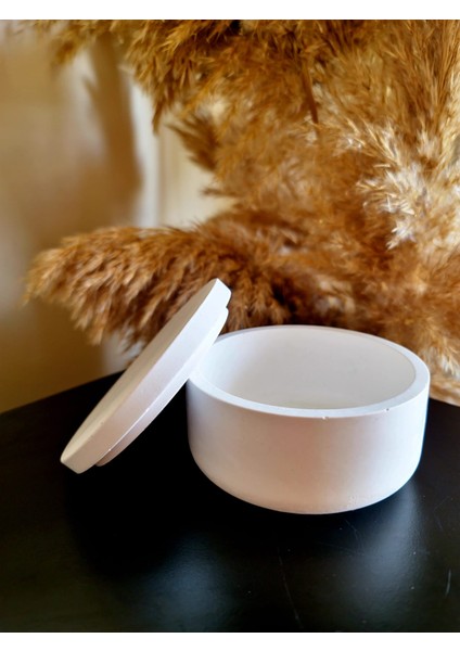 Kapaklı Büyük Kase 10*5 cm - Beyaz & Mumluk & Takı Kutusu & Dekoratif Obje & Organizer