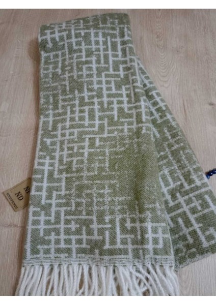 Omuz Şalı - Atkı Yumuşak, Pofidik Yeşil Beyaz Kışlık , Sıcak 45 x 185