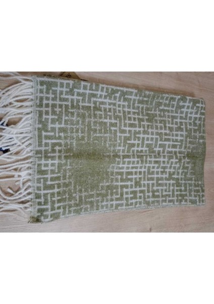 Omuz Şalı - Atkı Yumuşak, Pofidik Yeşil Beyaz Kışlık , Sıcak 45 x 185