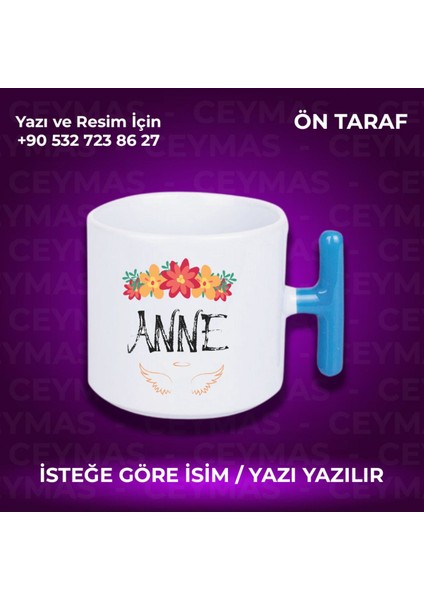 Annelere Özel Isimli Anneler Günü Hediyelik Renkli Kupa Bardak