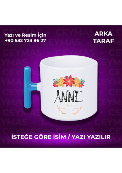 Annelere Özel Isimli Anneler Günü Hediyelik Renkli Kupa Bardak